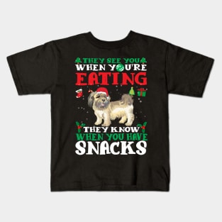 Christmas Dog Eating Snacks Kids T-Shirt